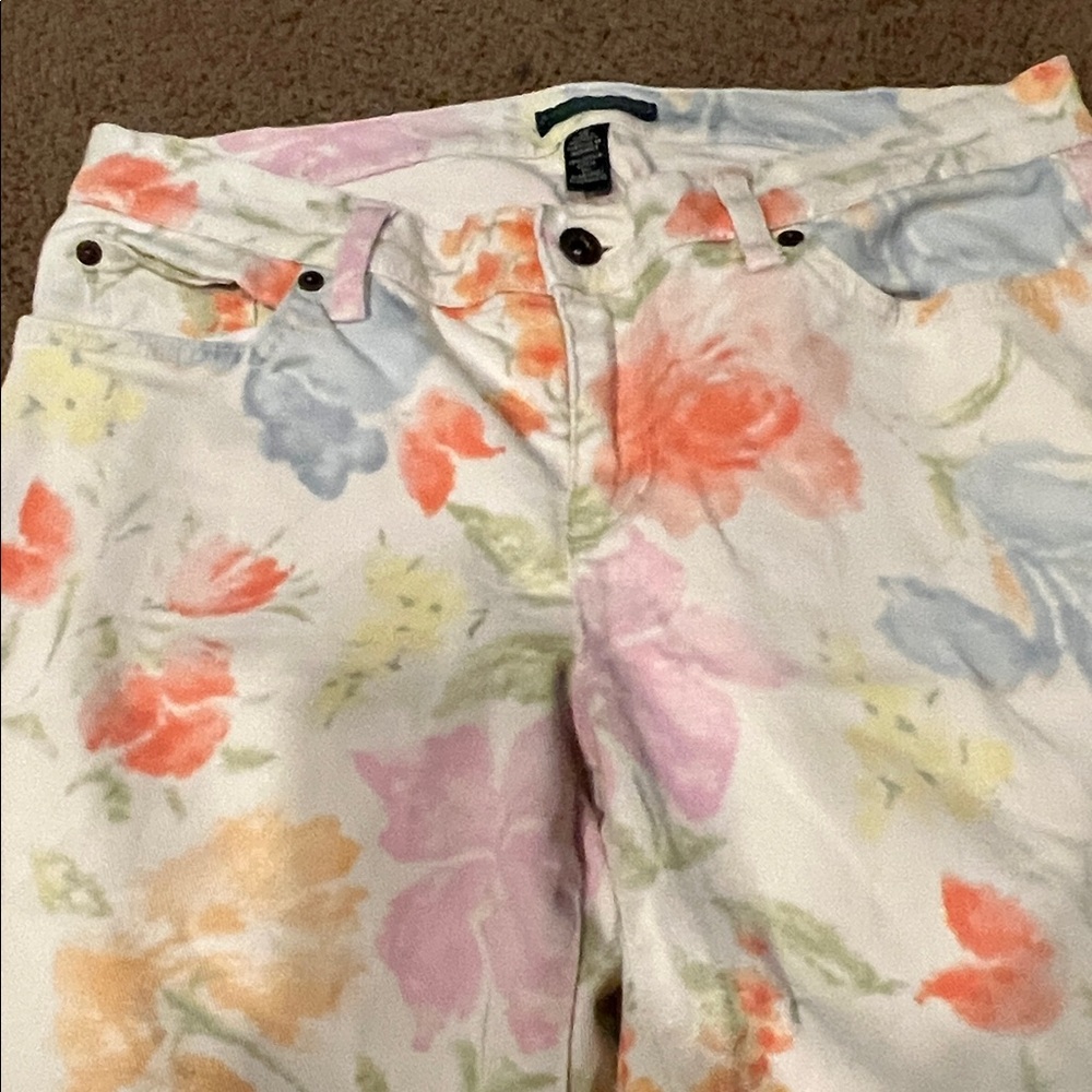 Ralph Lauren Floral Denim Jeans size 10 skinny flowers - Picture 4 of 10